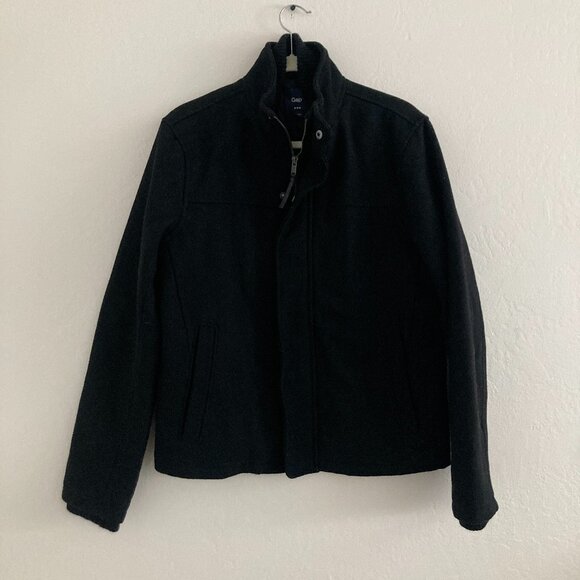 GAP Factory Men's Wool Blend Worker Jacket Zip Up Black Quilted Insulated Small - Picture 1 of 16